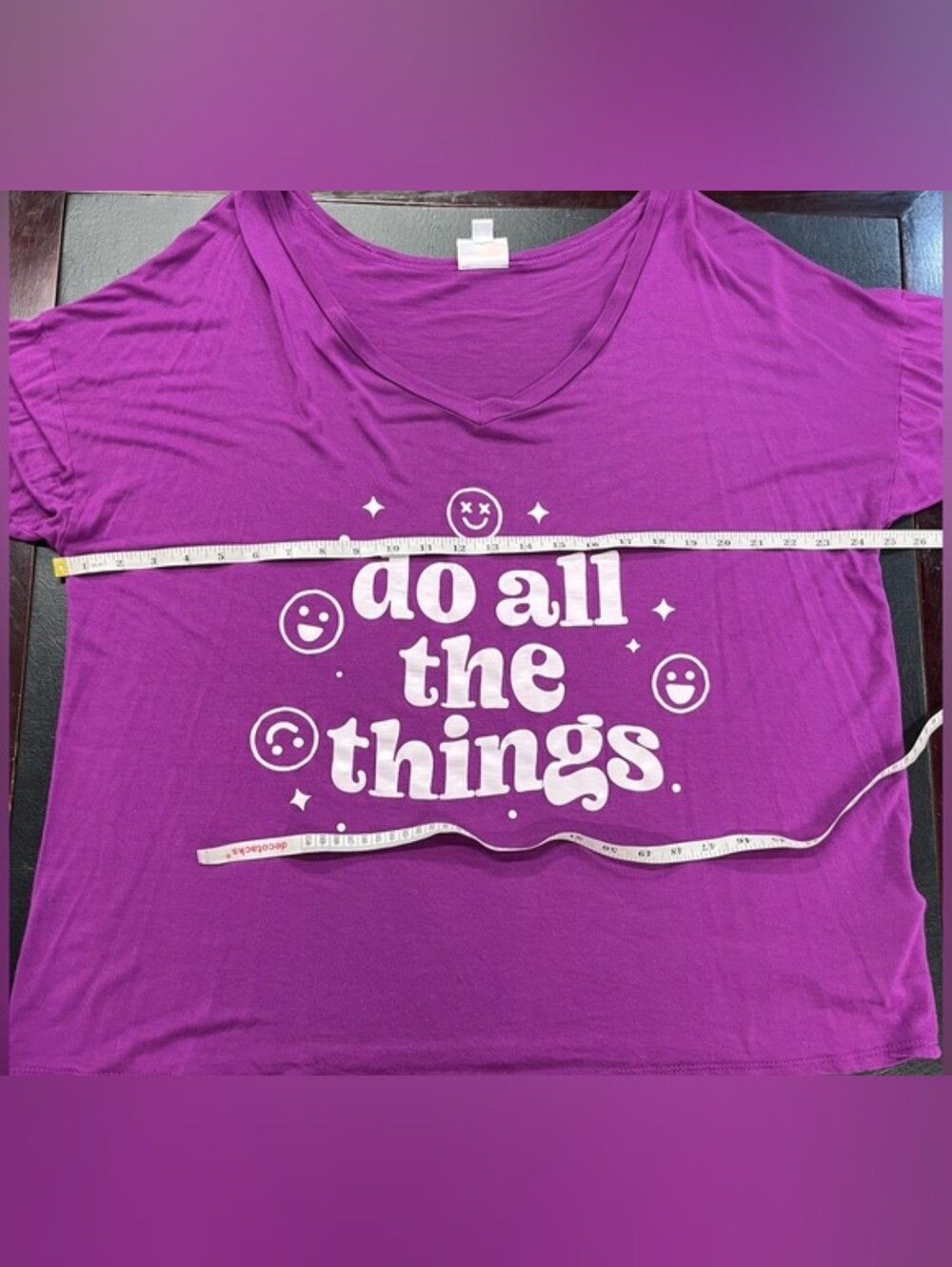 LuLaRoe Purple V-Neck Graphic Tee - Picture 5 of 6